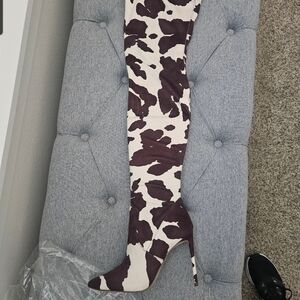 Steve Madden Black and White Heeled Boots